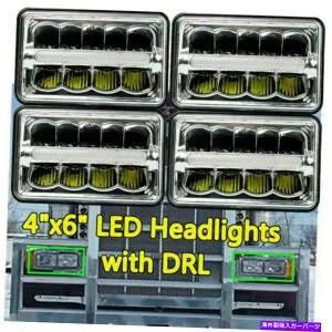 USヘッドライト PeterBilt 357 379トラックLEDヘッドライト明るい白いHi-Lo DRLのための4×6インチ 4X6inch for Peterbilt 357 378 379 Trucks LED Headlight Bright White Hi-Lo DRL【並行輸入品】