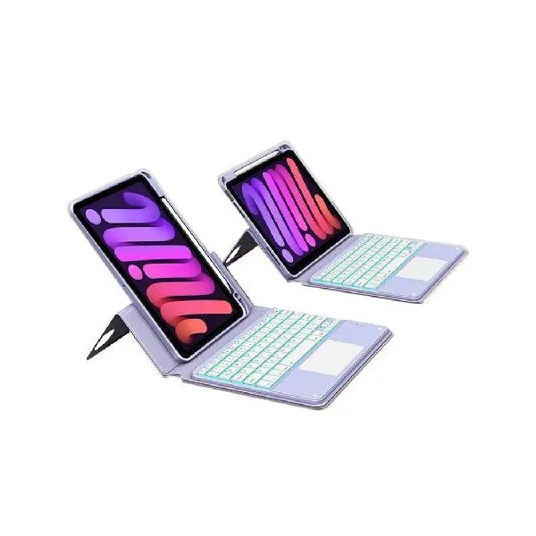 QYiiD Keyboard Case for iPad mini 6 2021 (8.3 Inch), Detachable Transparent Back Vertical Stand Cover ＆ Magnetically Backlit Trackpad Keyboa_並行輸入