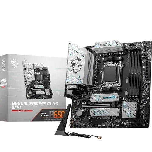 MSI B650M GAMING PLUS WIFI Motherboard, mATX - Supports AMD Ryzen 7000 Series Processors, AM5 - DDR5 Memory Boost 7800+ MHz/OC,