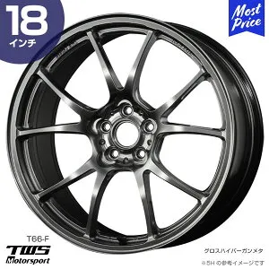 TWS Motorsport T66-F 18インチ 8.5J 35 5-114.3 グロスハイパーガンメタ ホイール1本 | アルミ鍛造1ピース スポーク レース 超軽量 カスタム ドレスアップ アルミホイール 鍛栄舎 TAN-EI-SYA FORGED