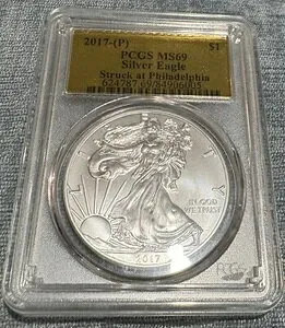 2017-(P) フィラデルフィアで鋳造された1ドル銀貨 MS69 PCGS