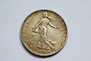 2フラン 1912年 コイン フランス 9.9グラム 銀 1494-