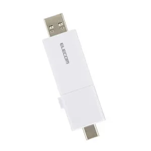 エレコム ELECOM USBメモリ 64GB USB3.2 Gen1 USB Type-C / USB-A 両対応 スライド式 高速データ転送 セキュリティソフト使用可 ホワイト MF-WSAU3064GWH