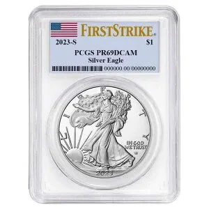 2023-S プルーフ 1ドル アメリカン シルバー イーグル PCGS PR69DCAM FS フラッグラベル ホワイトフレーム