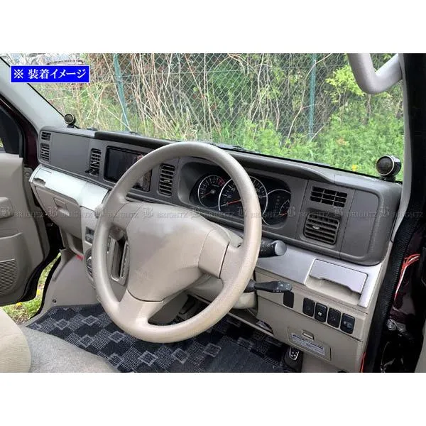 BRIGHTZ アトレーワゴン S321G S331G 前期 ステンレスインテリアパネルセット 6PC サテンシルバー インパネ 内装 インナー カバー ガーニッシュ WOOD－PAN－016