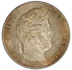 フランス - 1847年 ルイ・フィリップ 5フラン - NGC MS61 - 美しい色調と表面