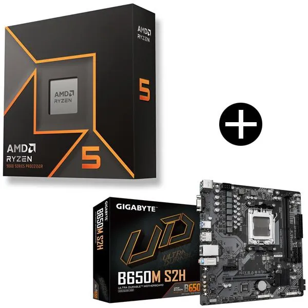 AMD Ryzen 5 9600X W/O Cooler WOF (6C/12T、3.9GHz、65W) CPU + GIGABYTE B650M S2H マザーボード セット