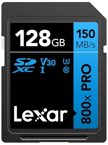Lexar 128GB 高性能 800x PRO SDXC UHS-I メモリーカード C10 U3 V30 4K UHDビデオ 最大150MB/秒読み取り ポイントアンドシュート ミッドレンジデジタル一眼レフカメラ HDビデオカメラ用 (LSD0800P
