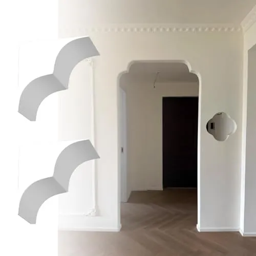 戸口用DIYアーチキット、アーチトレーブビームサポート用の家の装飾的な曲線アーチ、廊下/バルコニーの改修、石膏コーナートリム付き(4 pcs,14x14x2"/36x36x5cm)