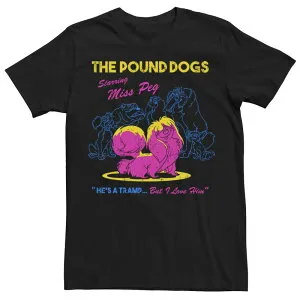 ディズニー メンズ トップス Tシャツ Disney's Lady And The Tramp Men's The Poundogstarring Miss Peg Tee Black ブラック