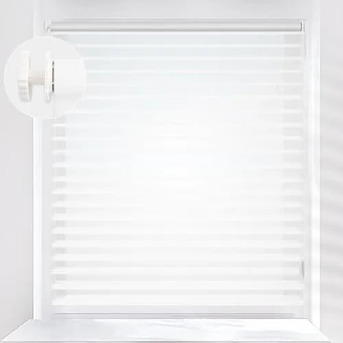 SAIFANSI 調光 ロールスクリーン つっぱり式 採光 ロールカーテン オーダーメイド ブラインド 3層 立体式 目眩防止 遮熱 突っ張り式 チェーン式 目隠し UVカット 取り付け簡単 非遮光 ホワイト（採光） 幅120×丈120