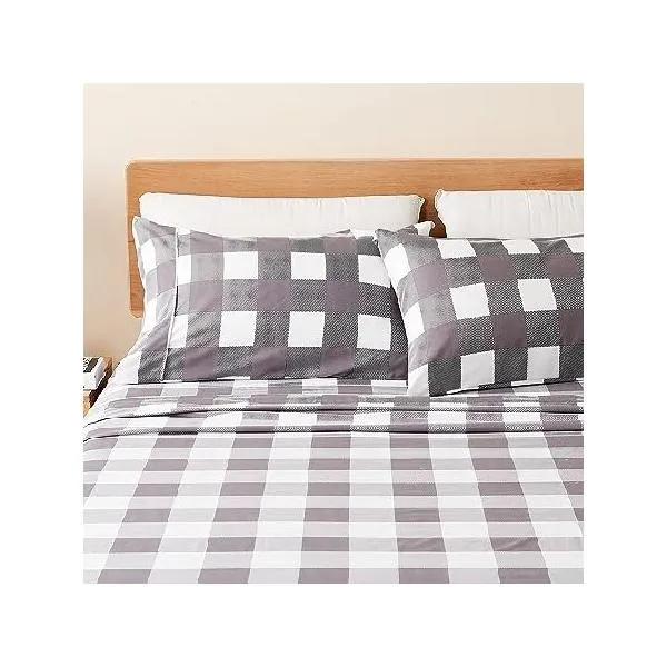 ロッジプリント ウルトラソフト マイクロファイバー シーツ4点セット 自然から描かれた美しいパターン 快適 オールシーズン使えるベッドシーツ フル バッファロ