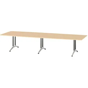 【別途送料あり】ナイキ（NAIKI） ミーティングテーブル（配線無 KDF型／天板：サンドウォールナット 脚：ブラック／W3600×D1200×H714 【品番：KDF3612B-SDW】