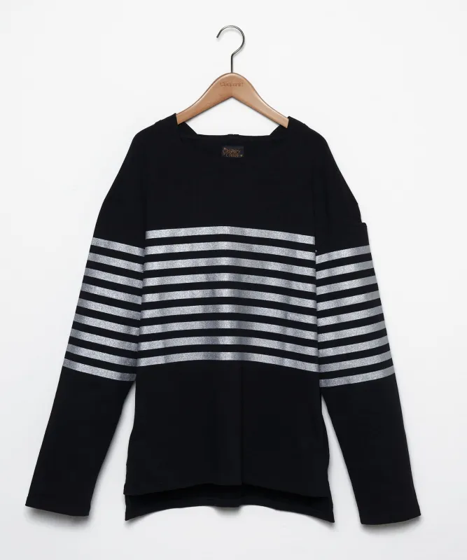 CIAOPANIC(チャオパニック) レディース 【WOBURN WALK/ウォーボーン ウォーク】FISHERMAN BOAT NECK SHIRT－ SNAPPED SHOULDER / SOLI ブラック