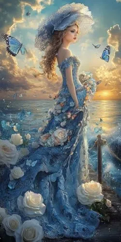 DIY ペイントバイナンバーキット 数字油絵 アクリル絵具 & ブラシ付き 大人 & 子供 & 初心者向け フレームレス 蝶の女 大サイズ デザイン 手作り油絵 キャンバスアート リビング/オフィス壁飾り インテリア手工芸 100x200cm 汎用サイズ