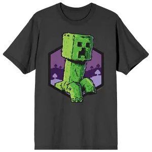 アニメキャラクター メンズ トップス Tシャツ グラフィック Licensed Character Men's Minecraft Creeper Climb Graphic Tee Charcoal チャコール