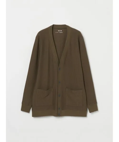 three dots/スリードッツ Men's waffle l/s cardigan khaki S