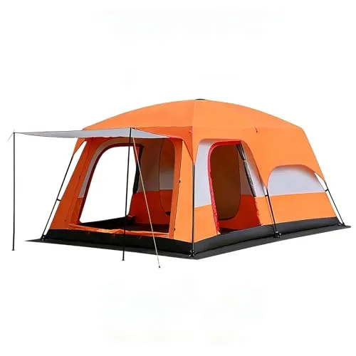 JTKXM テント キャンピングテント 大型 ドームテント 軽量 二重層 キャノピーテント 設営簡単 uvカット加工 前室付き アウトドア キャンプ 大型 リビング+２ルーム付き 通気性に優れ 二重構造 おしゃれ 4人用 防風 防雨 日よけ BBQ 公園