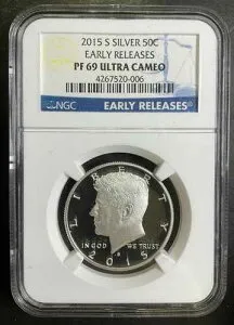 NGC PR69 PF69UC 2015-S ケネディ ハーフダラー ウルトラカメオ ER ニアパーフェクト シルバー S3