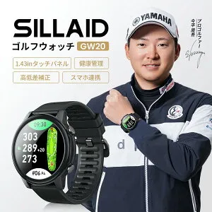 【クーポンで28,980円】SILLAID EENOUR GW20 GPSゴルフナビ ゴルフウォッチ スマートウォッチ ゴルフ 距離計 距離測定器 腕時計型 高低差補正 競技モード AMOLED 1.43インチ スマホ連動 専用アプリ グリ