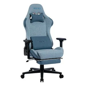 【25日は24時間限定クーポン配布】VESTEX（ベステックス）S1 カラーファブリック フットレスト付き ゲーミングチェア ブルー VES-S1FTBL(2644277)代引不可 送料無料