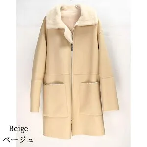 【最終セール】【69800円→49999円】【在庫僅か】ラムムートン (メリノ種) ラムレザー コート レディース 冬 アウター ムートン レザー 毛皮 ベージュ/グレー S/M/L/2L k1a22