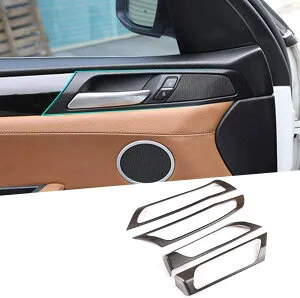 車の内装ドアハンドルトリム4個と互換性X3 F25 X4 F26 2014-2017 (オーク木目)