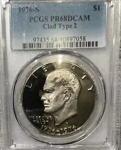 美しい 1976 S アイゼンハワー 40% シルバー ダラー タイプ 2 ディープ カメオ プルーフ