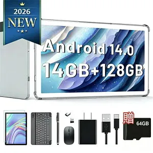 【贈呈！128GB】タブレット2026新登場Android14タブレット10インチWiFiモデル14GB+128GB 4G LTE通話+5G/2.4G WiFi アンドロイドタブレット 7000mAh Type-C カメラ BT5.0 GMS/PSE認証済/ギフトに最適/子供用 2in1タブ