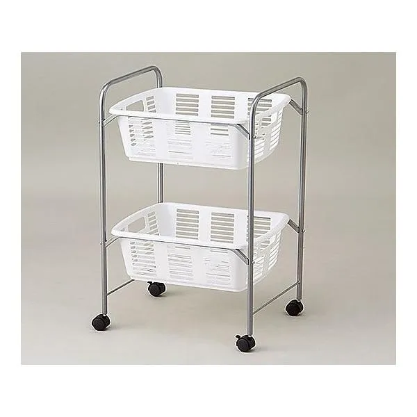 アズワン 脱衣カゴワゴン・ラック2段式 キャスター有り ホワイト 8-5958-02