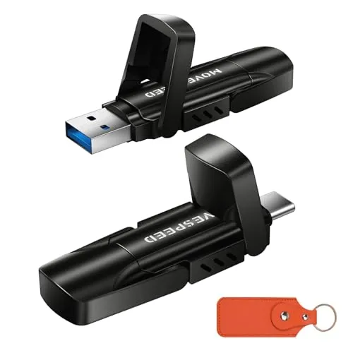 MOVE SPEED 1TB ソリッドステートドライブ 570MB/秒 読み取り速度 外付けSSD デュアルポートタイプC + USB 3.2 ポータブルSSD iPhone 17/16/15シリーズ Android Mac Windows用