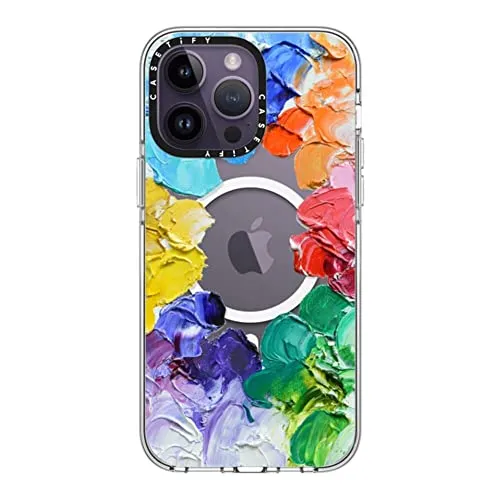 CASETiFY クリア iPhone 14 Pro Max ケース [黄ばみにくい素材/2mからの落下試験をクリア/MagSafe に対応] - Rainbow Color Wheel