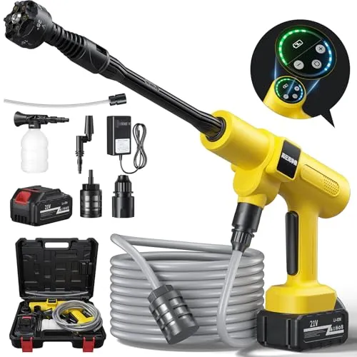 【2026新登場強化版】高圧洗浄機 コードレス 充電式 バッテリー式 洗車機 20000mAh マキタ互換バッテリー 残量表示 洗車店監修 750W 軽量 小型 自吸式 噴射距離10M 洗車 家庭用 2段階 6in1ノズル 水道接続不要 収納ケー付き 持ち