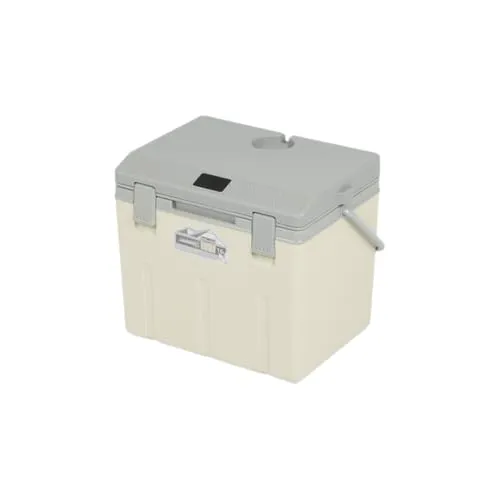 KDBT 真空断熱クーラーボックス 温度表示パネル付き 24時間保冷 アイスボックス 大容量 5L/8L/16L/26L/30L 小型から大型まで選べる 食品級PP素材 キャンプ 釣り 車載 アウトドア用 手提げクーラーボックス (16L オフホワイト)