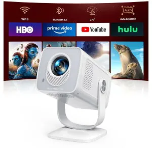 プロジェクター 小型【TOPTRO-＆Android TV 搭載＆400g超軽量】短距離投影 27000LMプロジェクター家庭用 高輝度 ［1080P＆4K対応・WIFI6＆Bluetooth5.4］自動台形補正 IOS/Android/パソコン/D V D/PS機/SWITCH接続