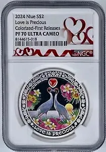 2024 ニウエ $2 ラブ イズ プレシャス キング チャールズ シルバー コイン NGC PF70UCAM カラーライズ FR