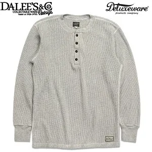 DALEE'S&CO（ダリーズ＆コー）ヘンリーネックワッフルサーマルTシャツ2230HT 30s WAFFLE HENLY THERMAL【杢グレー・杢GRAY】