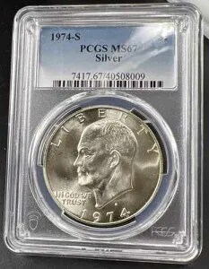 1974-S アイク・アイゼンハワー生誕200周年記念 BU 40% シルバー ドルコイン MS67 PCGS Gem BU #9