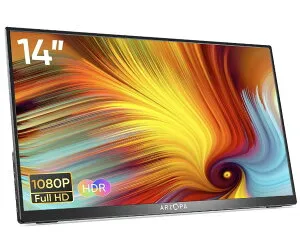 モバイルモニター 14インチ モバイルディスプレイ 超薄型 超軽量 ポータブルモニター 高輝度 狭額縁 スイッチ用モニター 1920x1080FHD 疲れ目軽減 スリムベゼル 非光沢IPSパネル USB Type-C/mini HDMI