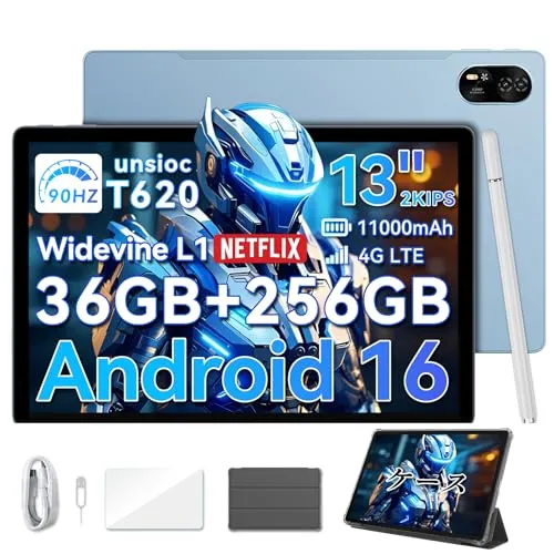 【三年保証 android16 13インチ 2K 90Hz大画面】Blackview MEGA8 タブレット 1920*1200pix 36GB+256GB+2TB TF拡張 11000mAh+急速充電器付き T620 8コアCPU 13MP/50MP 4