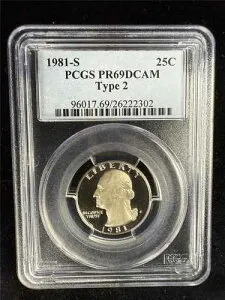 1981年 S ワシントン クォーター タイプ2 25セント PCGS DCAM PR69 ウルトラカム UCAM PF69 SKU 3807