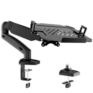 WORLDLIFT ノートパソコンアーム 調整可能なトレイ付き 17インチまで 耐荷重9KG ノートpcアーム 17-32インチモニター対応 360度回転 グロメット式＆クランプ式 VESA 75*75/100*100mm, LDT13-1L