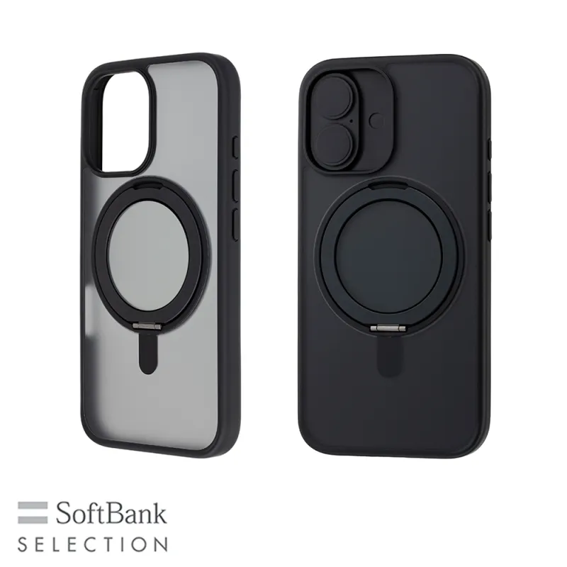 SoftBank SELECTION マグネティックスタンドケース for iPhone 16 SB-I018-HYSD/CB MagSafe対応 抗菌 スタンド スマホリング