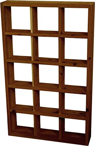 WOODPRO 格子ラック 200型(内寸20cm) 3×5 幅69.6cm×奥行14.5cm×高さ113.8cm マロン色 国産杉 木製 スリム シェルフ 本棚 本 文庫 コミック CD DVD 収納 棚 多肉植物 ディスプレイ 間仕切り 多目的棚 受注