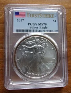 2017年 ファーストストライク アメリカンシルバーイーグル PCGS MS 70 BU GEM
