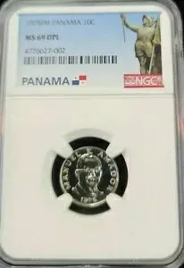 1975 パナマ 10 センテシモス クーニ マヌエル アマドール NGC MS 69 DPL 希少トップ ポップ