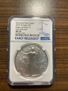 2021-W タイプ 2 ツー バーニッシュド アメリカン シルバー イーグル ASE NGC MS 70 早期リリース