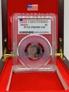 2024-S 5セント ファーストストライク PCGS PR69DCAM 木製ケース入り ???????