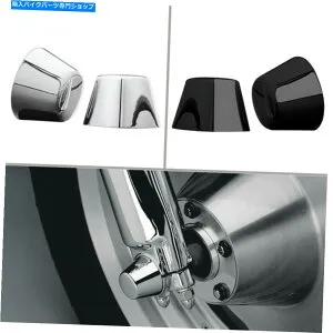 クロームパーツ harley davidsonツーリングソフトのためのペアクローム/黒のフロントアクスルナッツキャップカバー Pair Chrome/Black Front Axle Nut Cap Cover For Harley Davidson Touring Softails【並行輸入品】
