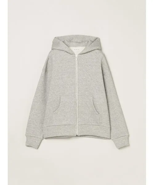 three dots/スリードッツ Sleek terry zipup hoody melange grey S
